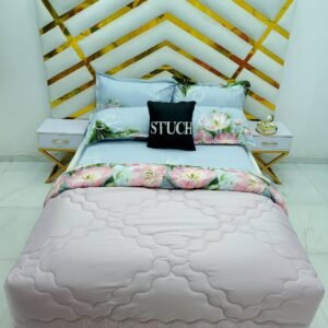 COMBINED PINK WITH PEACH MAGIC FLOWER 7/7 DUVET SET