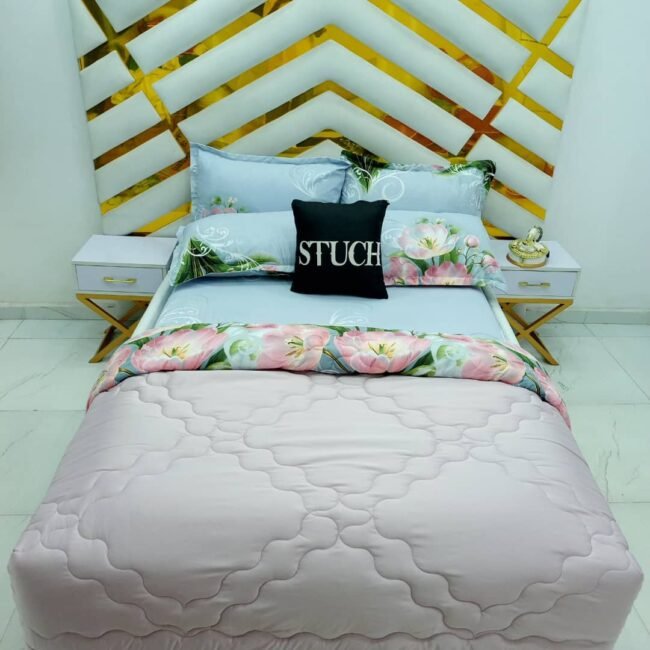 COMBINED PINK WITH PEACH MAGIC FLOWER 7/7 DUVET SET