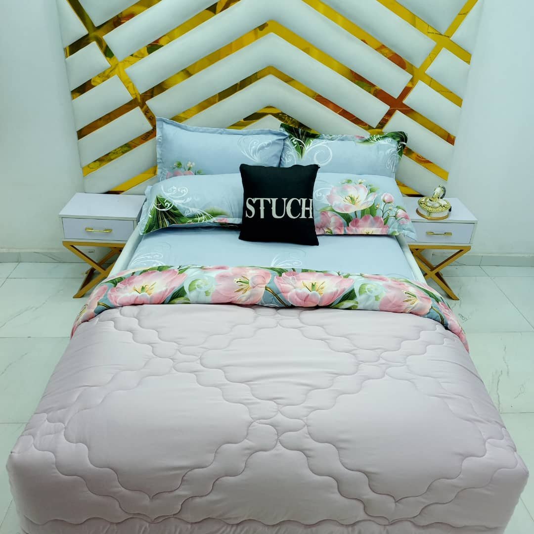 COMBINED PINK WITH PEACH MAGIC FLOWER 7/7 DUVET SET
