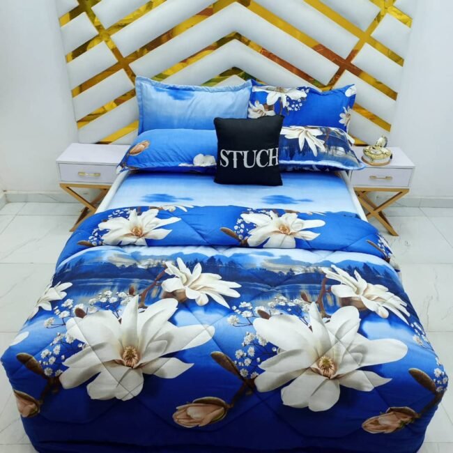 BLUE LOTUS  4/6 DUVET SET (WITH TWO PILLOWCASE)