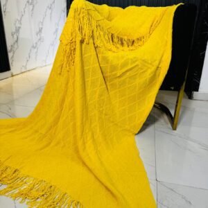 YELLOW WOVEN THROW BLANKET FOR COUCH (SIZE 130*230CM)