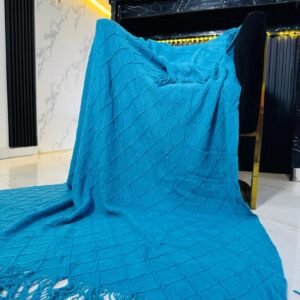 BLUE WOVEN THROW BLANKET FOR COUCH (SIZE 130*230CM)