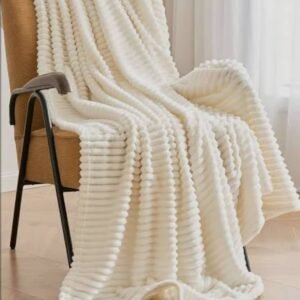 CREAM SOFT LUXURIOUS FLANNEL BLANKET (96/108 INCHES) KING SIZE