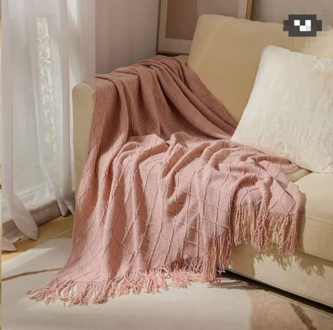 PEACH WOVEN THROW BLANKET FOR COUCH (SIZE 130*230CM) - Image 2