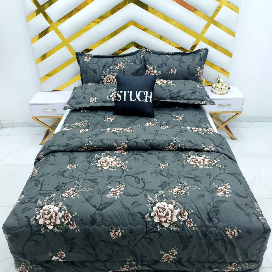 GRAY CHOCO FLOWER 7/7 DUVET SET