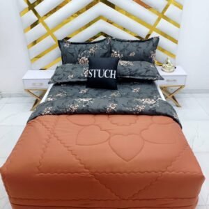 COMBINED CLAYBROWN WITH CHOCO FLOWER 7/7 DUVET SET