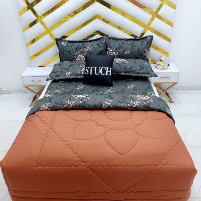 COMBINED CLAYBROWN WITH CHOCO FLOWER 7/7 DUVET SET