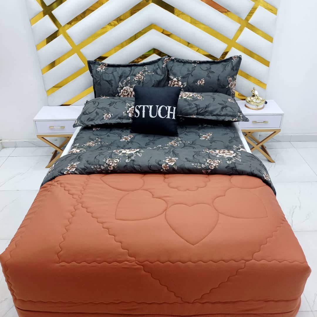 COMBINED CLAYBROWN WITH CHOCO FLOWER 7/7 DUVET SET