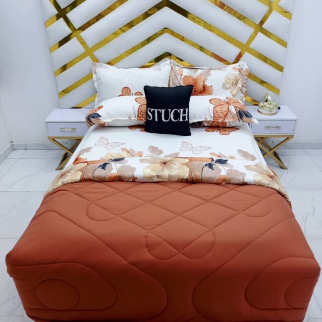 COMBINED BROWN WITH CLAYBROWN FLOWER 7/7 DUVET SET