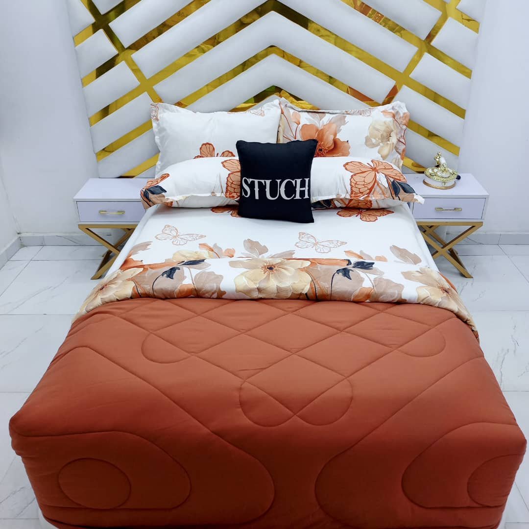COMBINED BROWN WITH CLAYBROWN FLOWER 7/7 DUVET SET