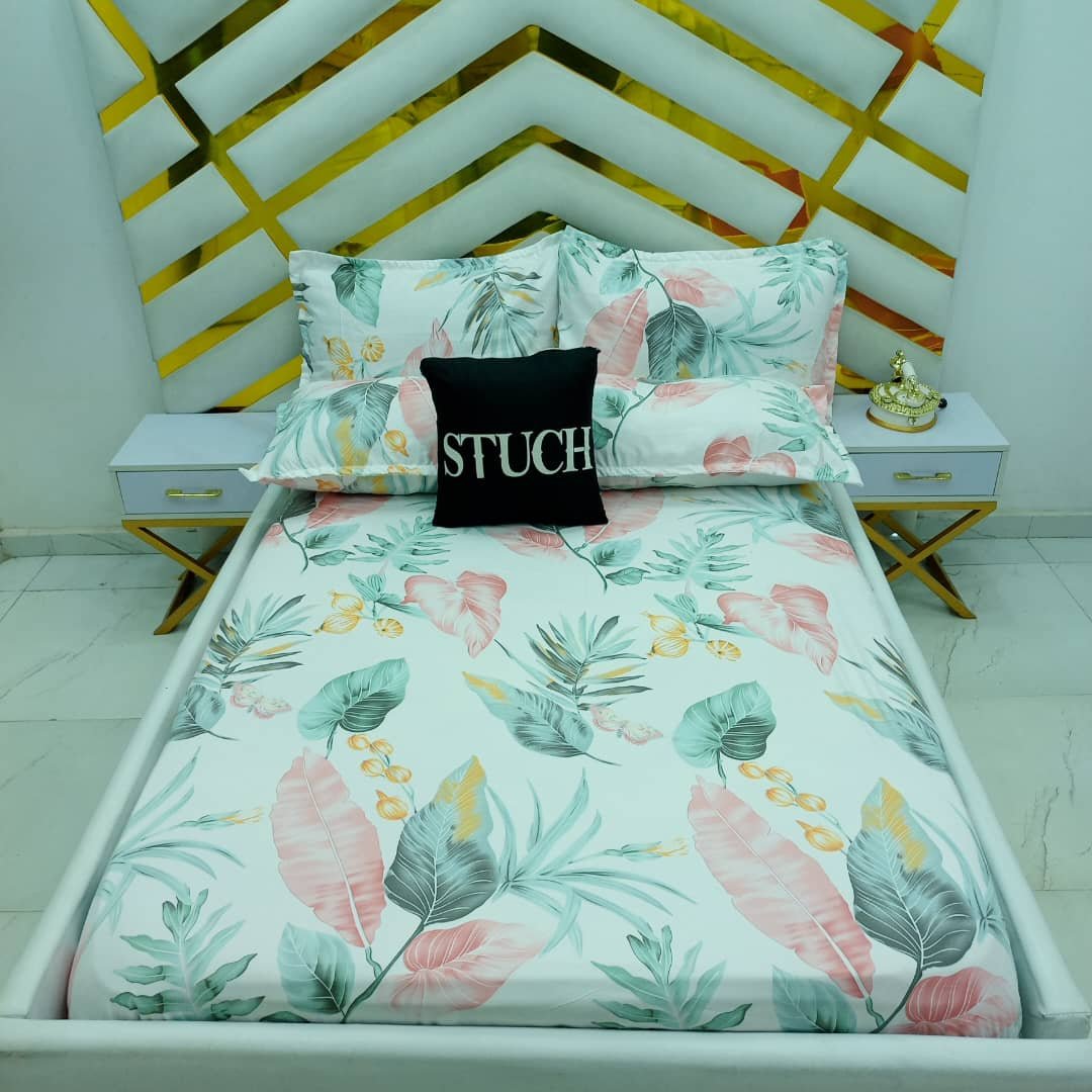 GREEN PEACH PALM  EXTRALARGE BEDSHEET