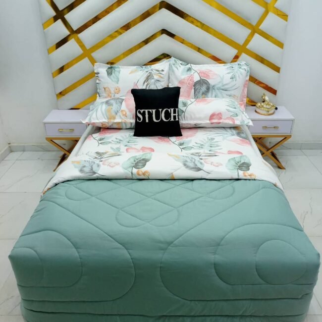 COMBINED GREEN WITH GREEN PEACH PALM 7/7 DUVET SET