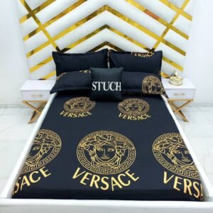 BLACK VERSACE  7/7 BEDSHEET WITH FOUR PILLOW CASES AND DUVET COVER (NO FIBER INSIDE)