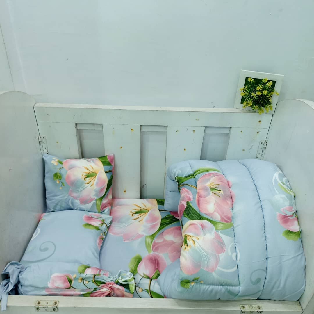044 PEACH MAGIC FLOWER BABYCOT SET