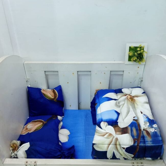 036 BLUE LOTUS FLOWER BABYCOT SET