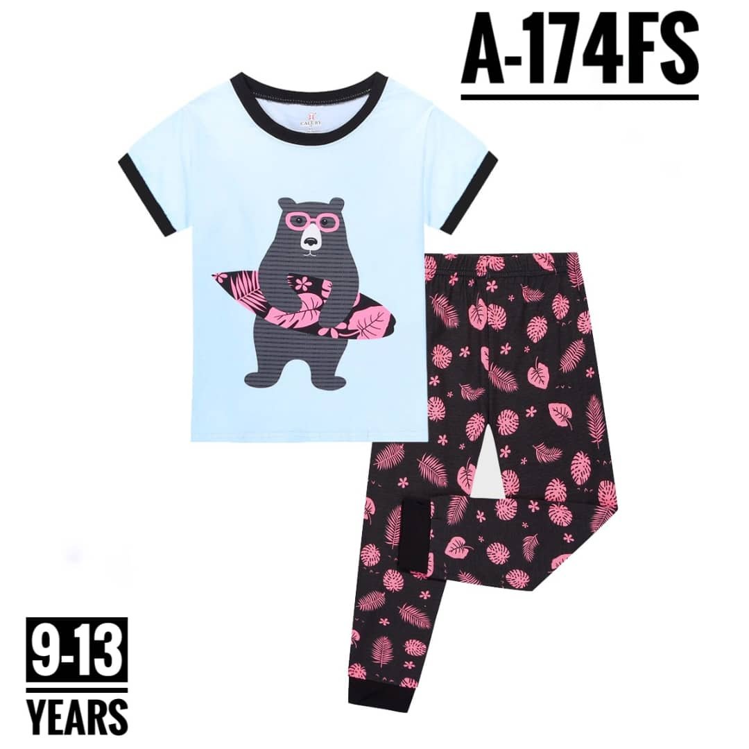A-174FS PINK FLOWER AGE 12 PYJAMAS