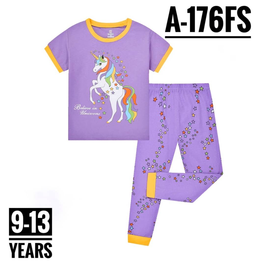 A-176FS PURPLE UNICORN AGE 12 PYJAMAS