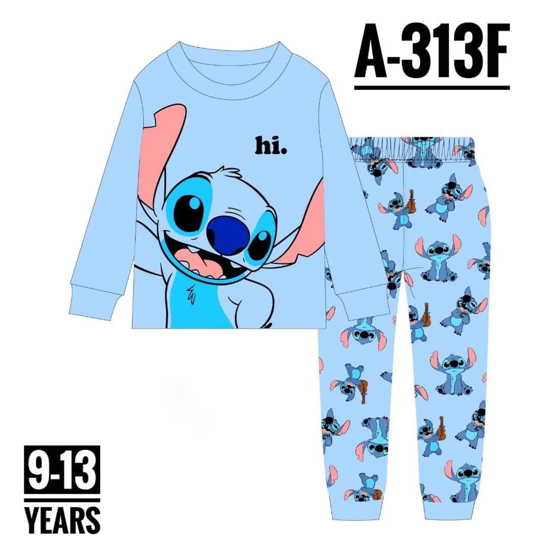 A-313F BLUE HI STITCH AGE 12 PYJAMAS