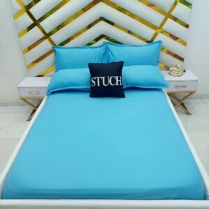 PLAIN BLUE BEDSHEET 4/6 BEDSHEET {WITH TWO PILLOW CASES)
