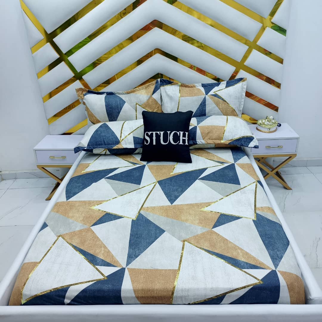 GOLD GRAY ANGLE 4/6 BEDSHEET [TWO PILLOW CASE]