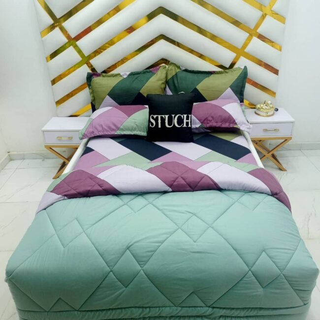 COMBINED FERN GREEN WITH PURPLE RECT 7/7 DUVET SET