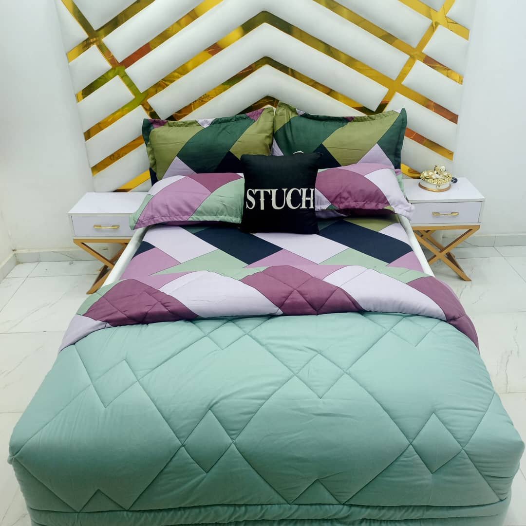 COMBINED FERN GREEN WITH PURPLE RECT 7/7 DUVET SET