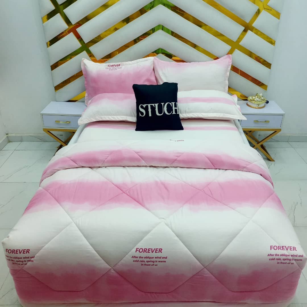 PINK WHITE FOREVER 7/7 DUVET SET