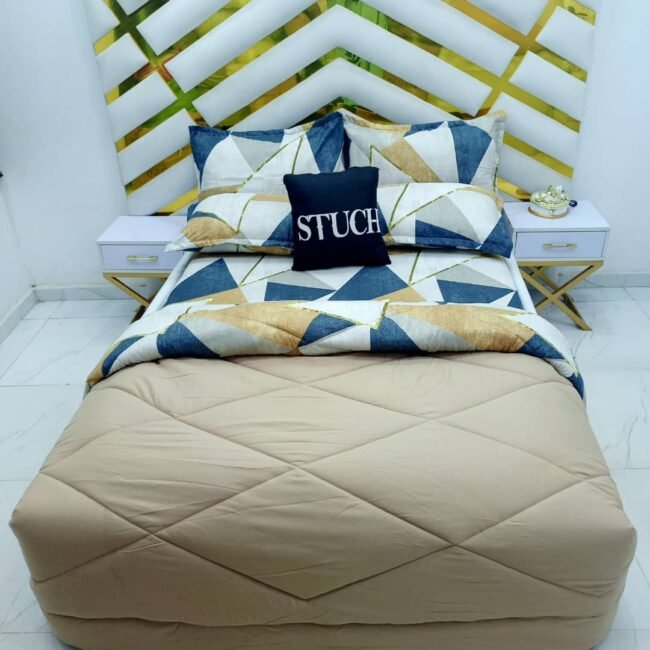 COMBINED BROWN WITH GOLD GRAY ANGLE 7/7 DUVET SET