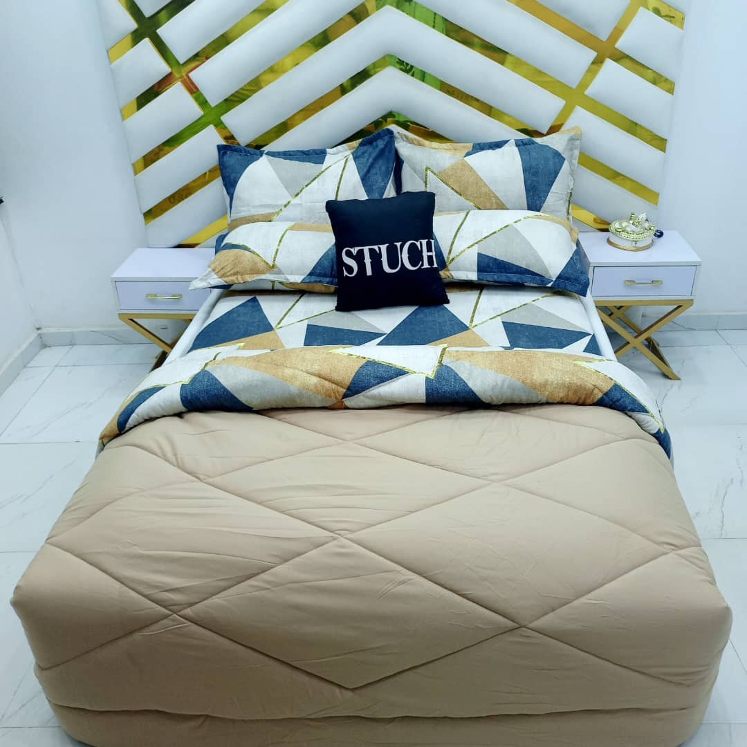 COMBINED BROWN WITH GOLD GRAY ANGLE 7/7 DUVET SET