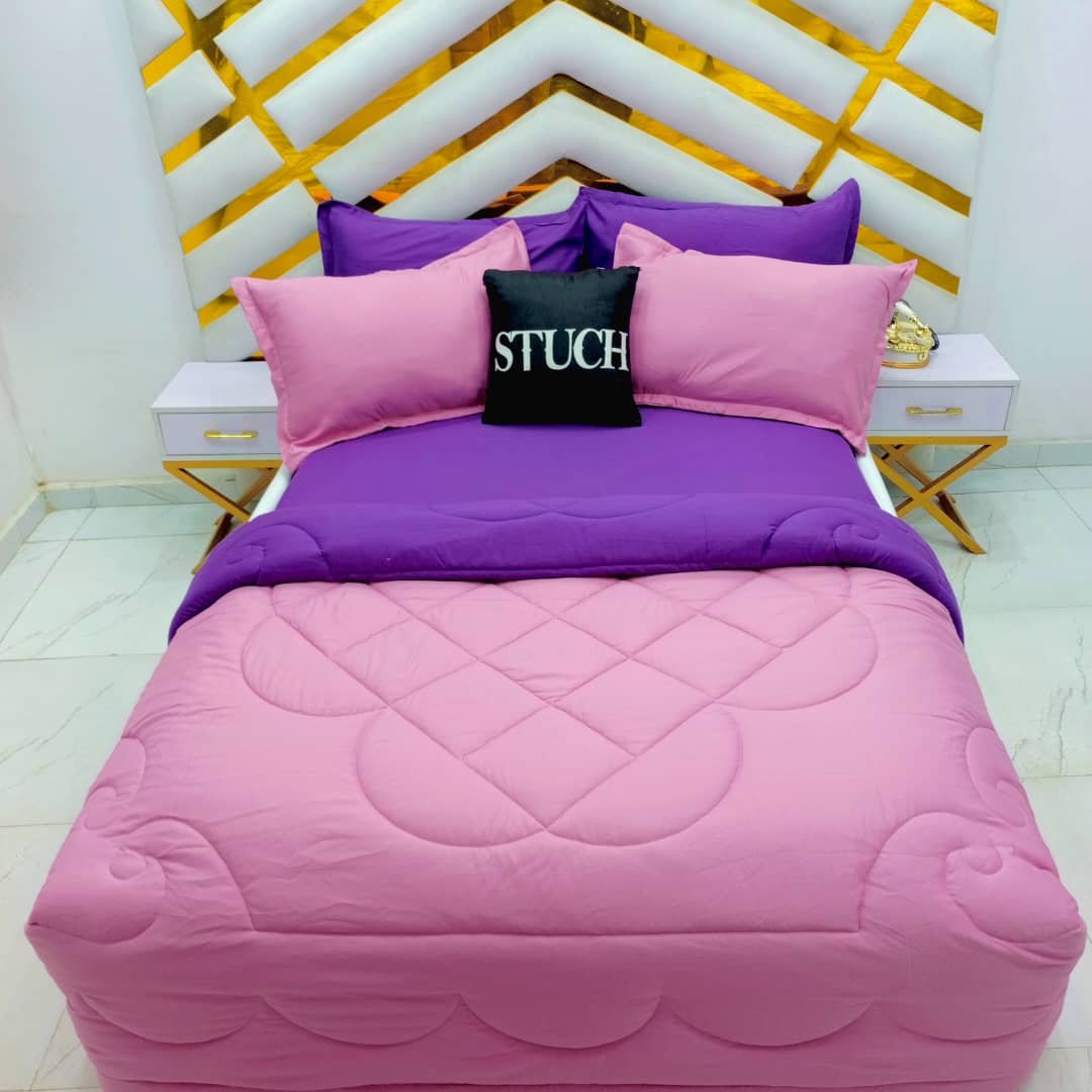 PLAIN MIXED PURPLE AND PINK 7/7 DUVET SET