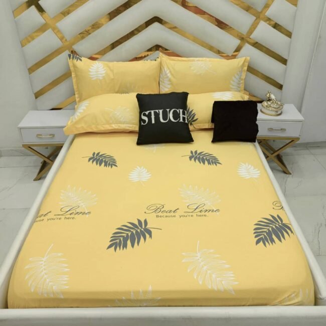 100% EGYPTIAN COTTON YELLOW FERN  7/7 BEDSHEET