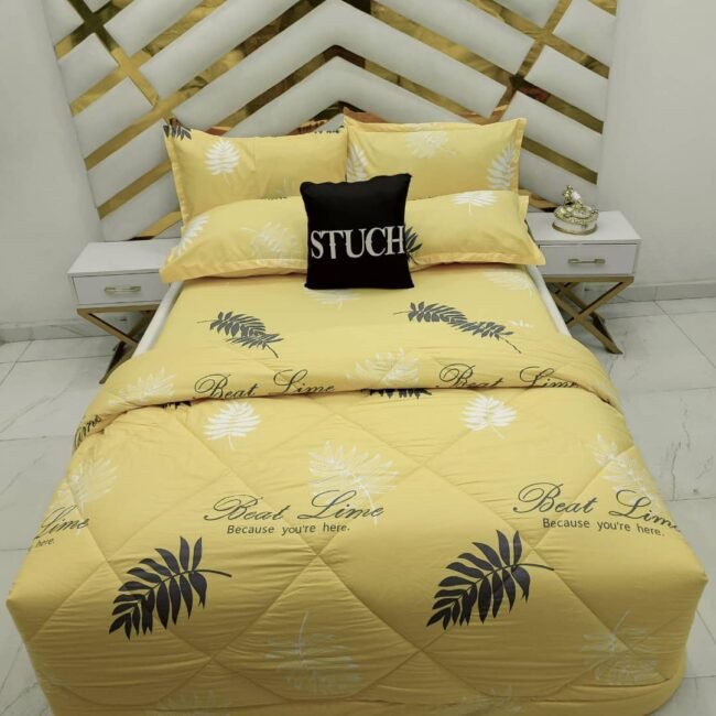 100% EGYPTIAN COTTON YELLOW FERN  7/7 DUVET SET