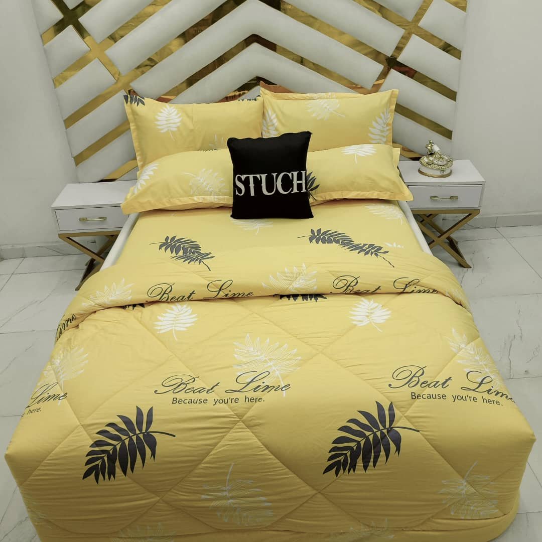 100% EGYPTIAN COTTON YELLOW FERN  7/7 DUVET SET