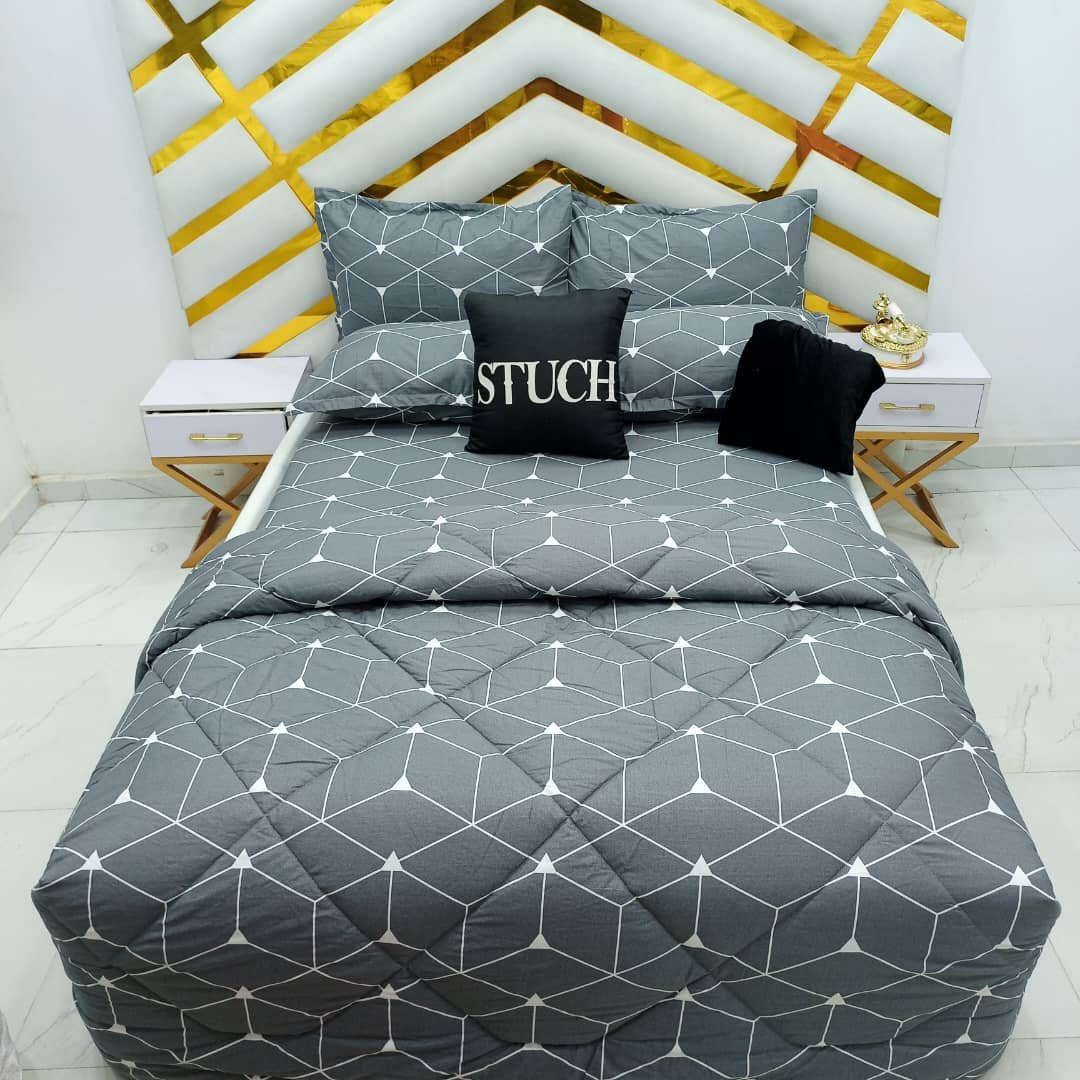 100% EGYPTIAN COTTON GRAY CONNECTING 7/7 DUVET SET