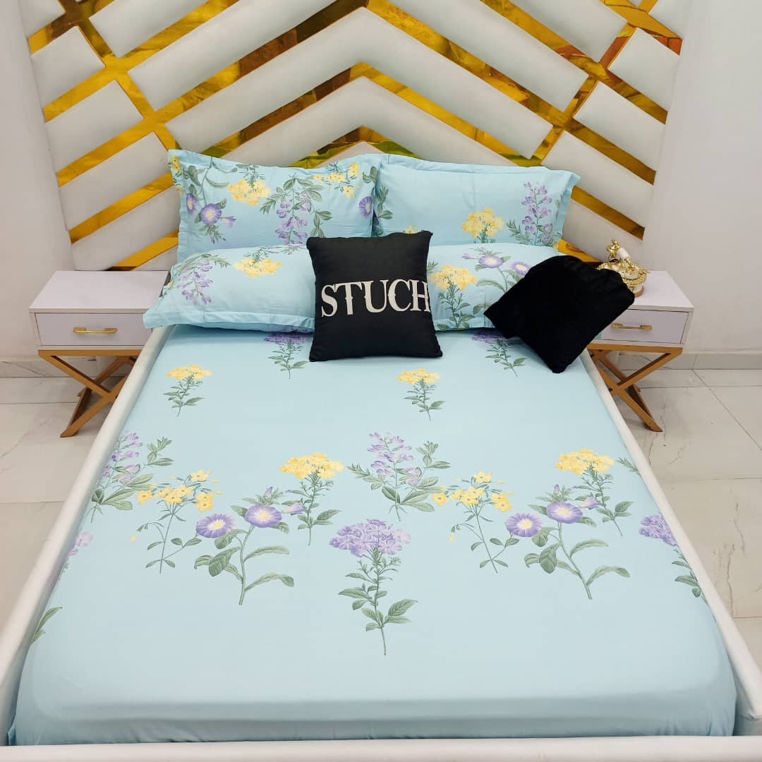 100% EGYPTIAN COTTON BLUE SNOWY 7/7 BEDSHEET