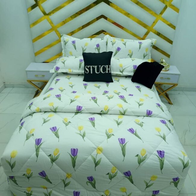 100% EGYPTIAN COTTON PURPLE TULIP 7/7 DUVET SET