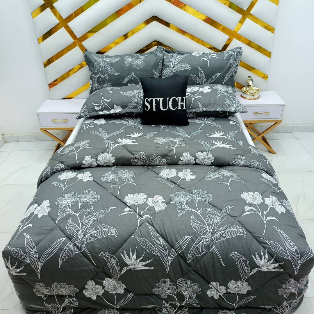 GRAY FLOWER 7/7 DUVET SET