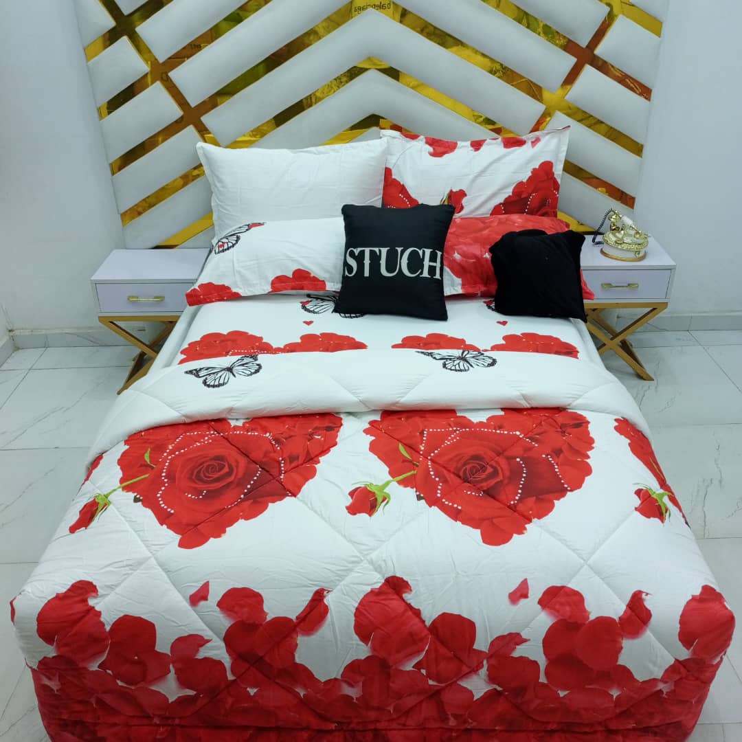 100% EGYPTIAN COTTON RED LOVE 7/7 DUVET SET