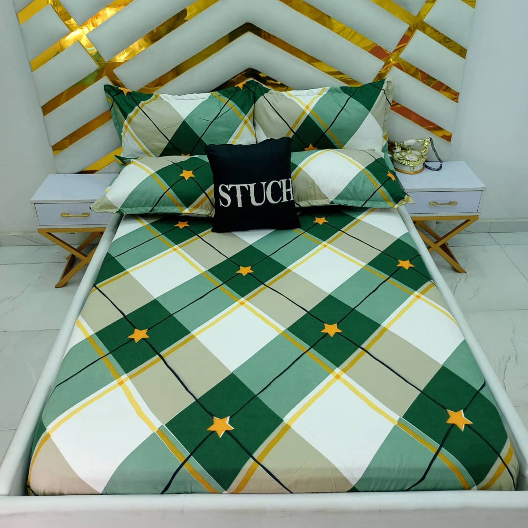 SJL1 GREEN STAR CHECK 7/7 BEDSHEET