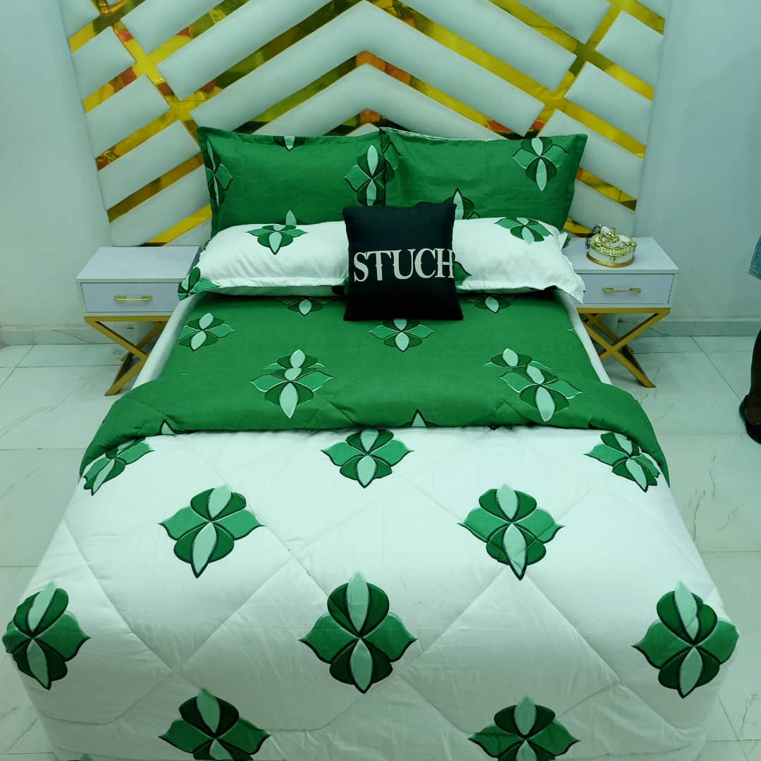 COMBO GREEN AND WHITE INTERWINE 7/7 BEDSHEET