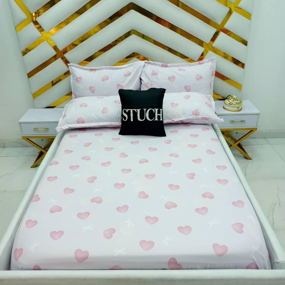 PINK RIBBON 4/6 BEDSHEET (WITH TWO PILLOWCASES)