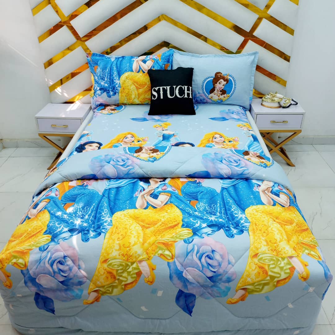 BLUE SNOW WHITE 4/6 DUVET SET (WITH TWO PILLOWCASE)
