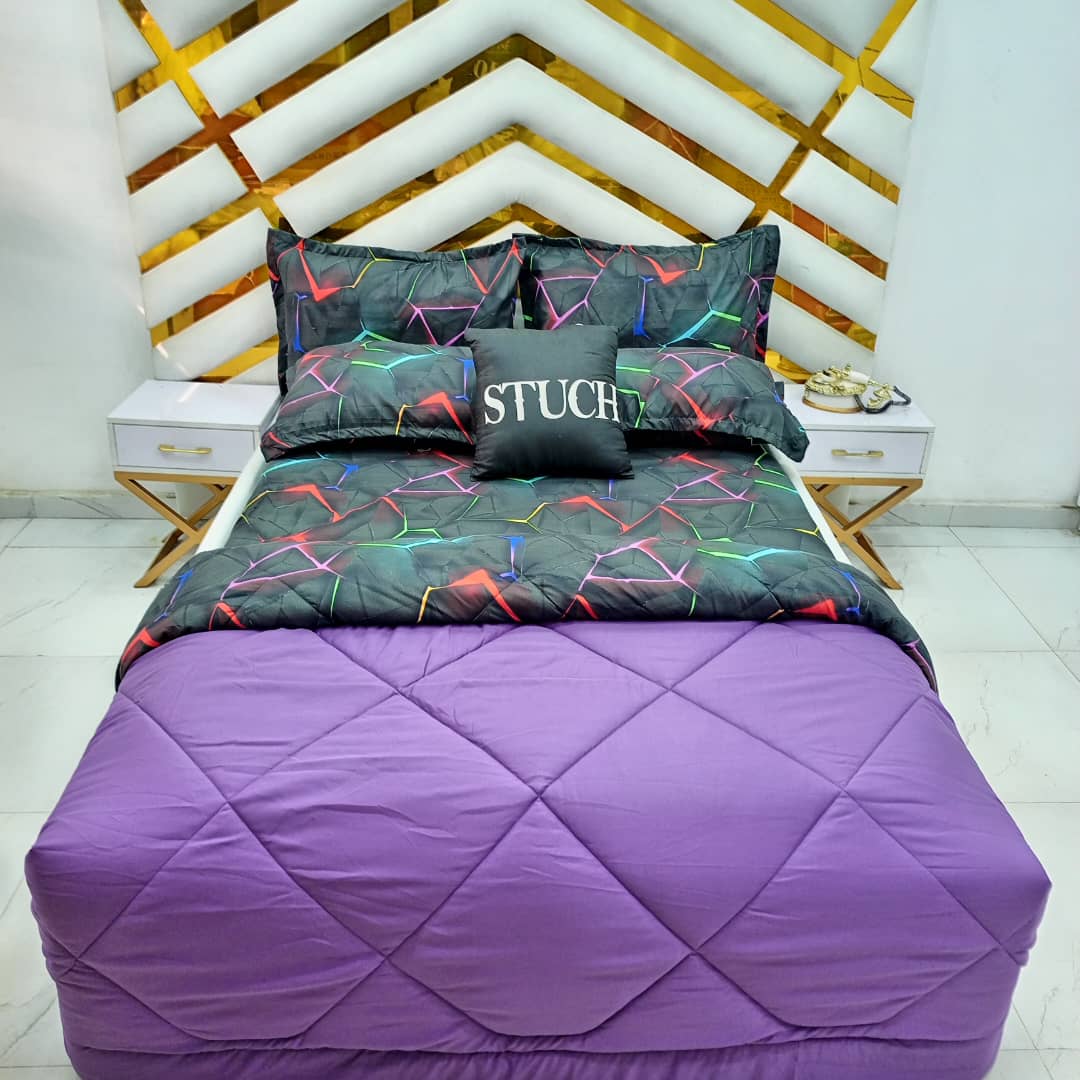 COMBINED PURPLE WITH BLACK MATRIX  7/7 DUVET SET