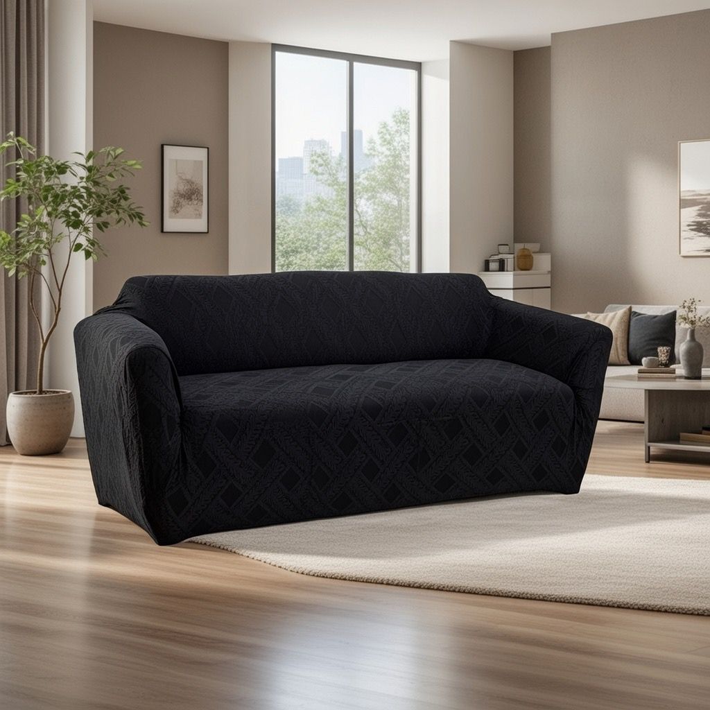 PATTERN BLACK CHAIR COVER 3 SEATER ONLY