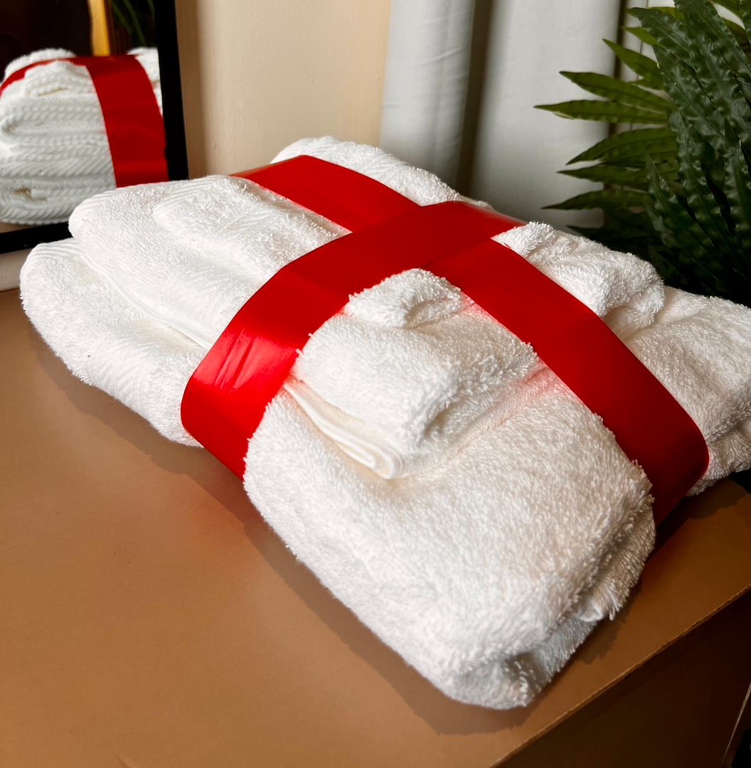 3in1 PREMIUM SOFT WHITE TOWEL (contains large, medium and face towel)