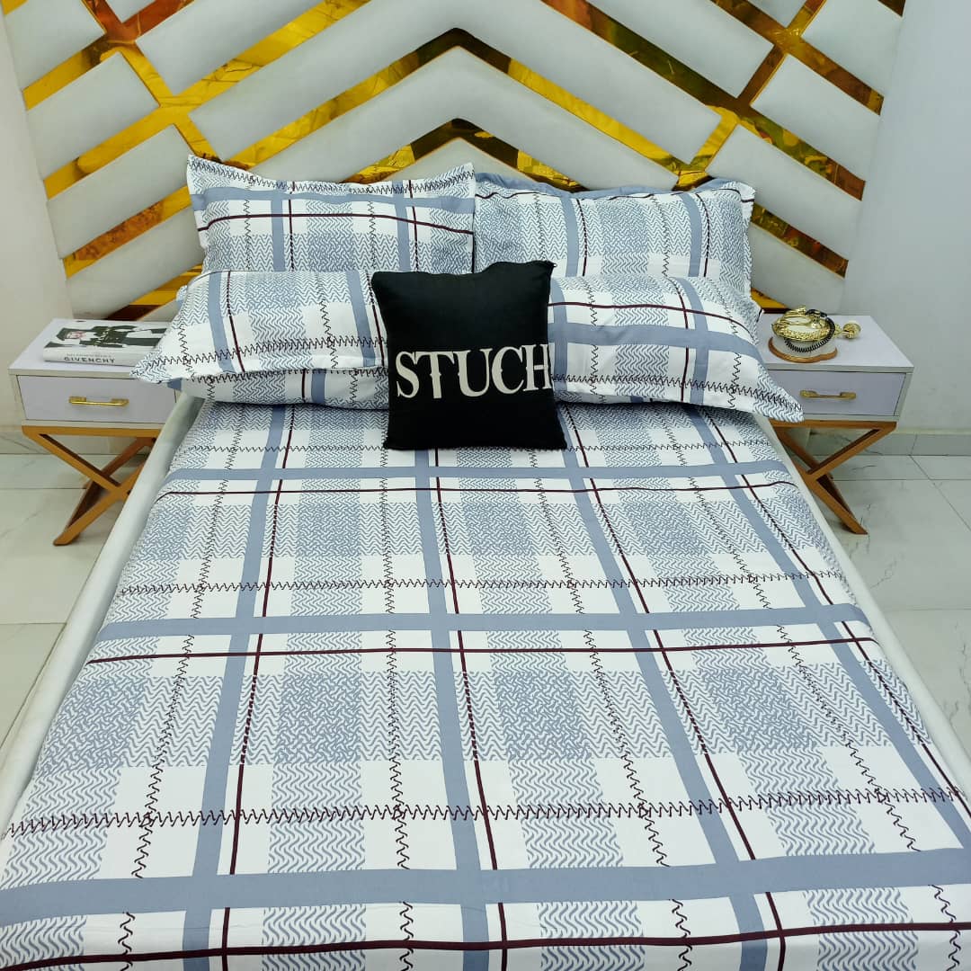 SEL5 BLUE WHITE CHECK 7/7 BEDSHEET