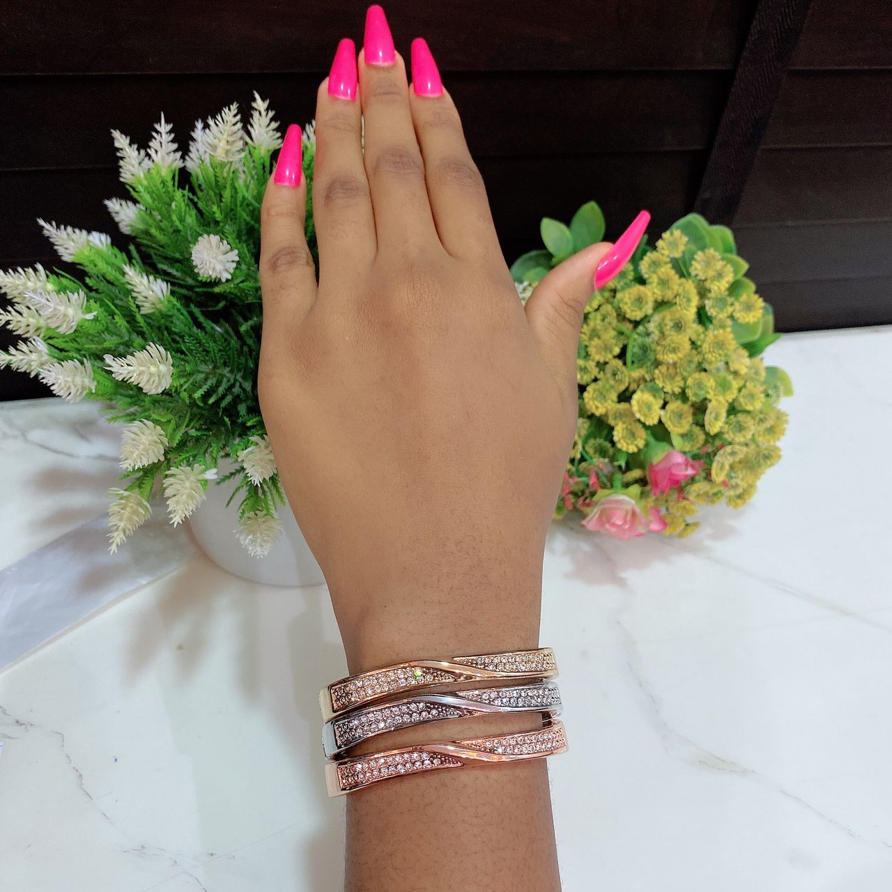 STACK BRACELET (3 BRACELET SILVER, GOLD AND ROSEGOLD) 001