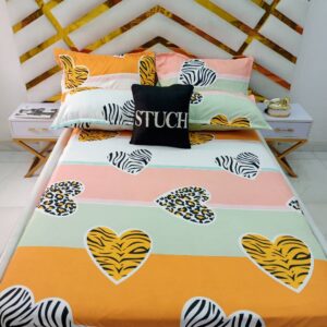 ORANGE LOVE 4/6 BEDSHEET(WITH TWO PILLOWCASES)