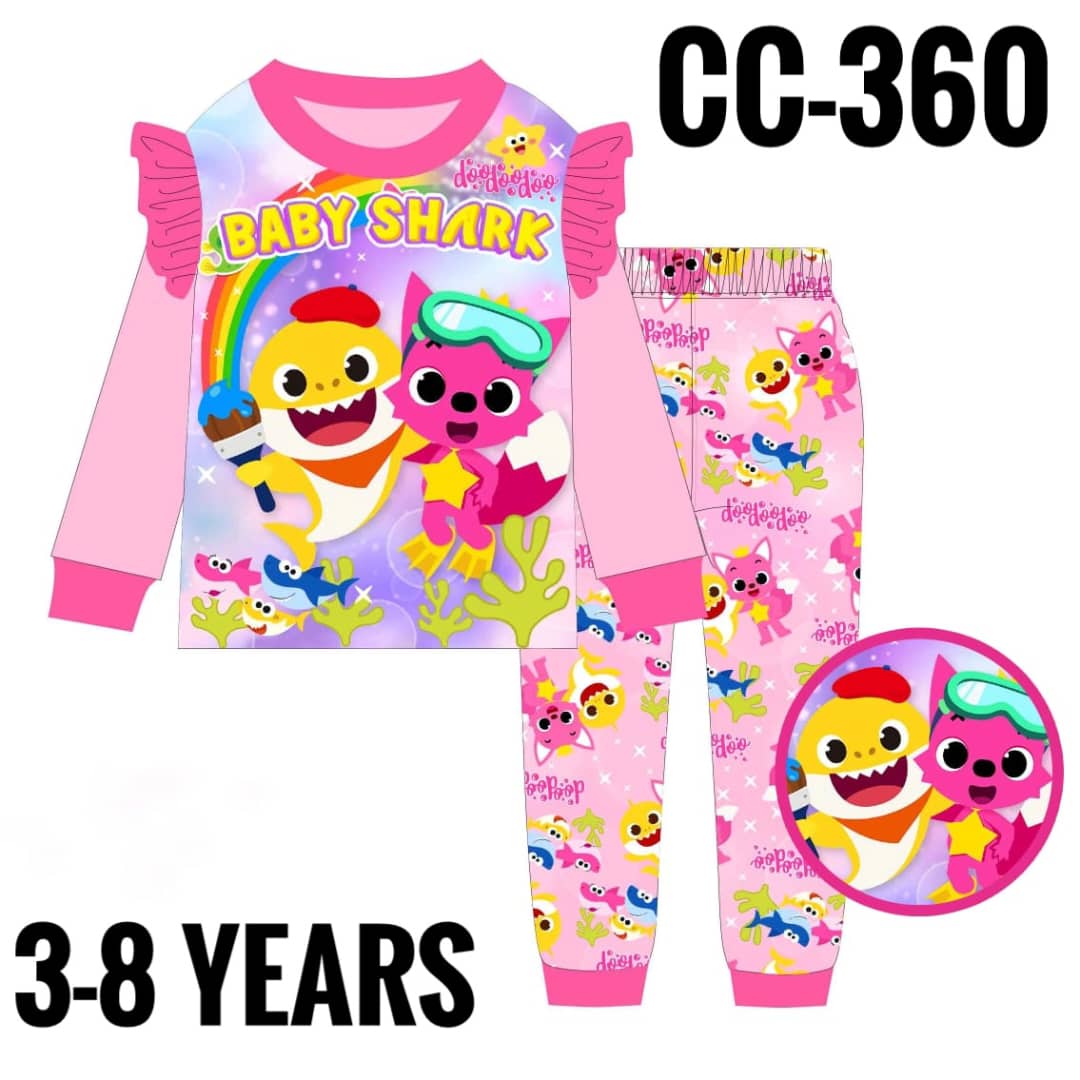 CC-360 PINK BABY SHARK AGE 7 PYJAMAS