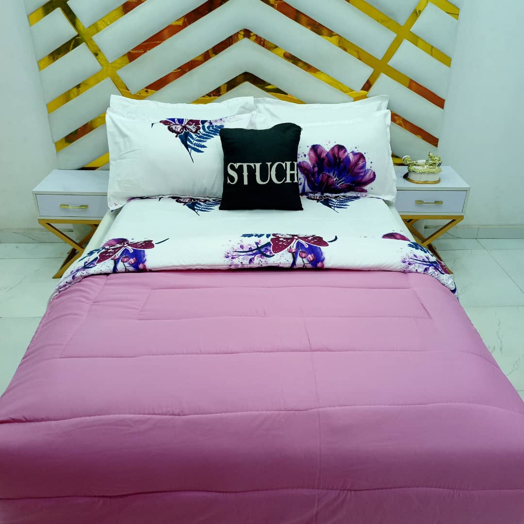 COMBINED PINK WITH WHITE ASTER 7/7 DUVET SET